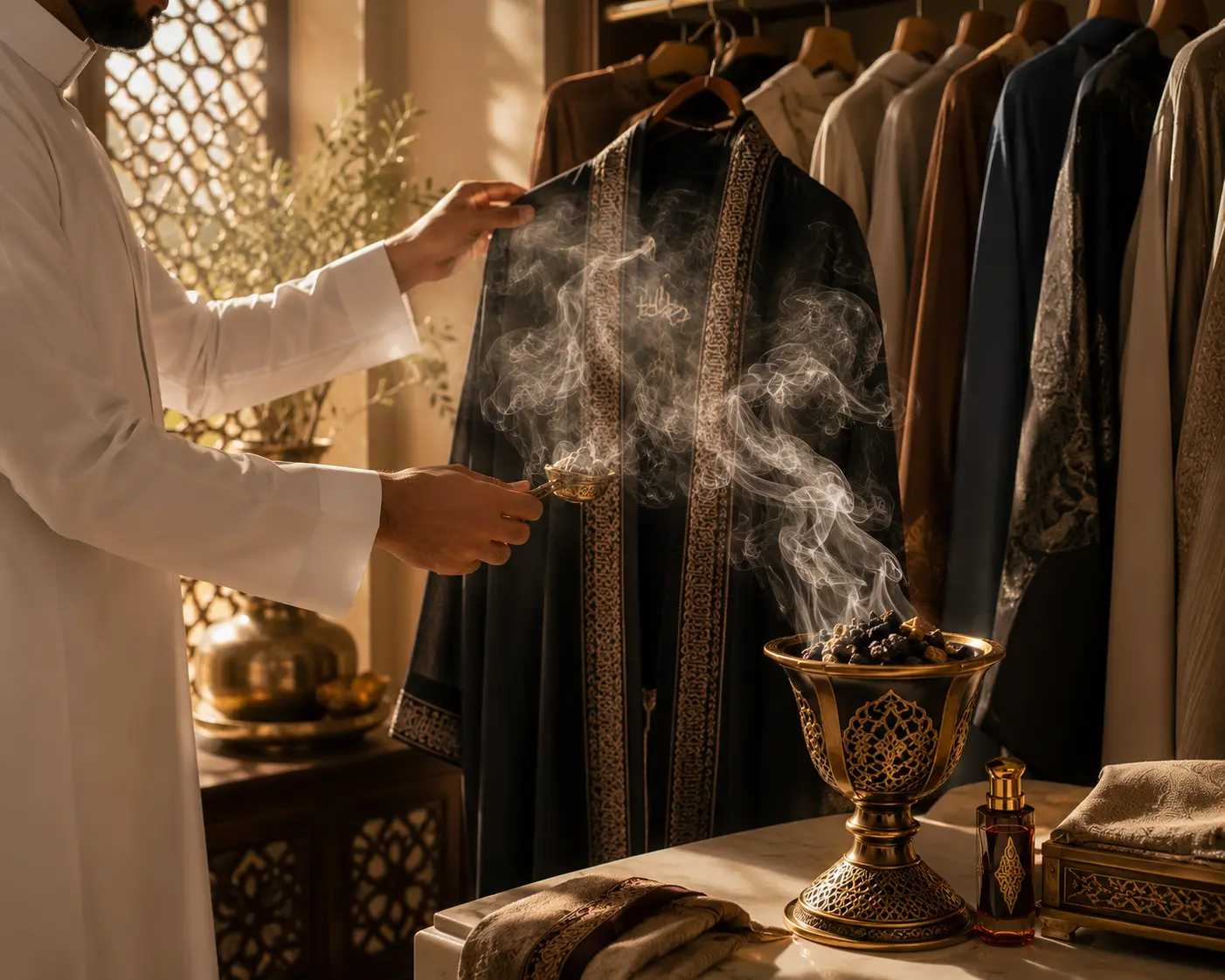 Bukhoor fragrance around fabrics